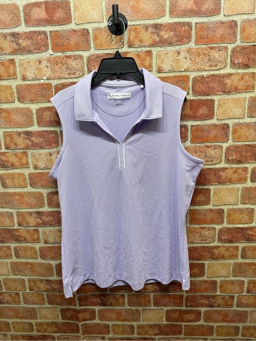 Lavender Sleeveless woman’s dry luxe performance golf polo by Pebble Beach